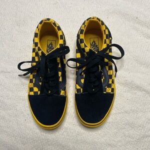 Vans Black and Yellow Sneakers with Checkered Design